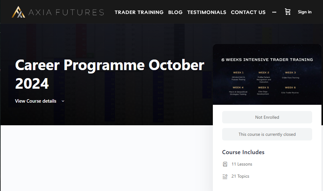 Axia Futures – 6 Weeks Career Program Oct-2024